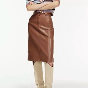 Wilfred Statue brown vegan leather midi Skirt size 8
